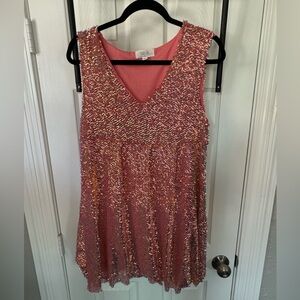 Peach Love (boutique) Size S Pink Sequin Tank Top Dress